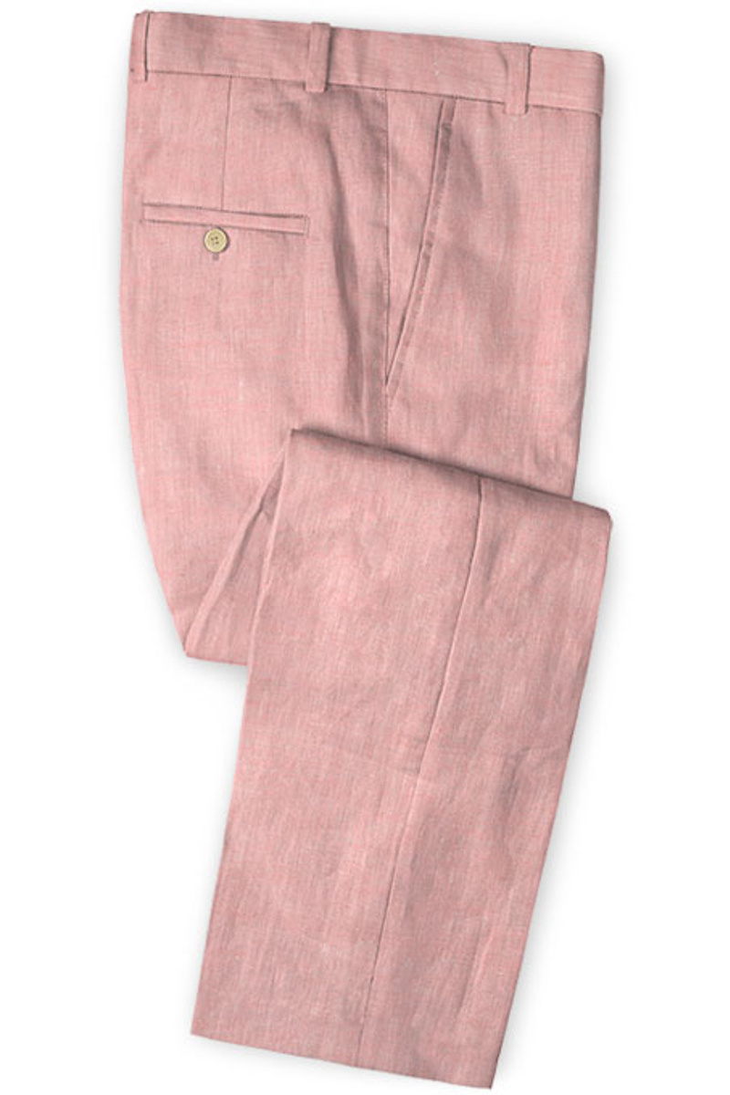 Candy Pink Prom Costume Set for Boys Linen Tuxedo