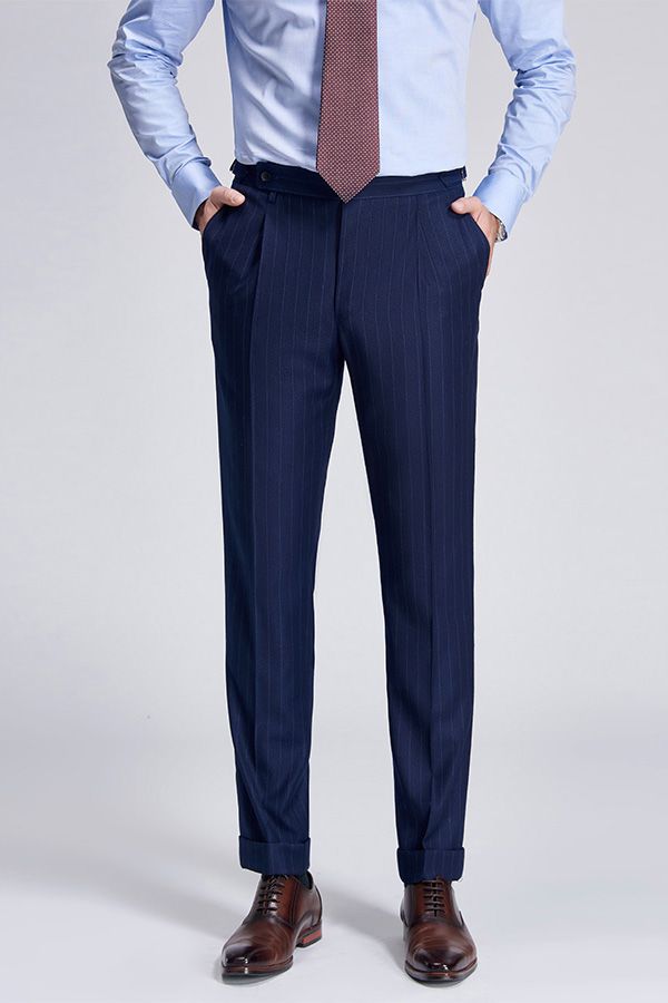 Gentleman Light Stripe Blue Pants In Men Formal Suit