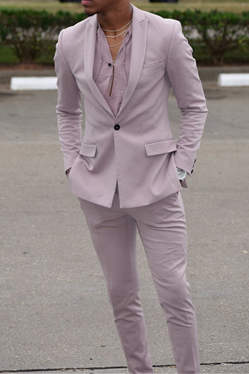 Pink Slim Prom Party Suit One Click Fashion Men Suit