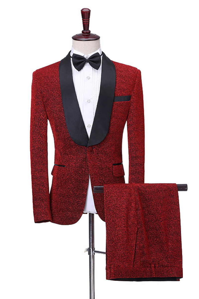 Kyler Sparkling Red Shawl Lapel One-Button Slim Fit Suit