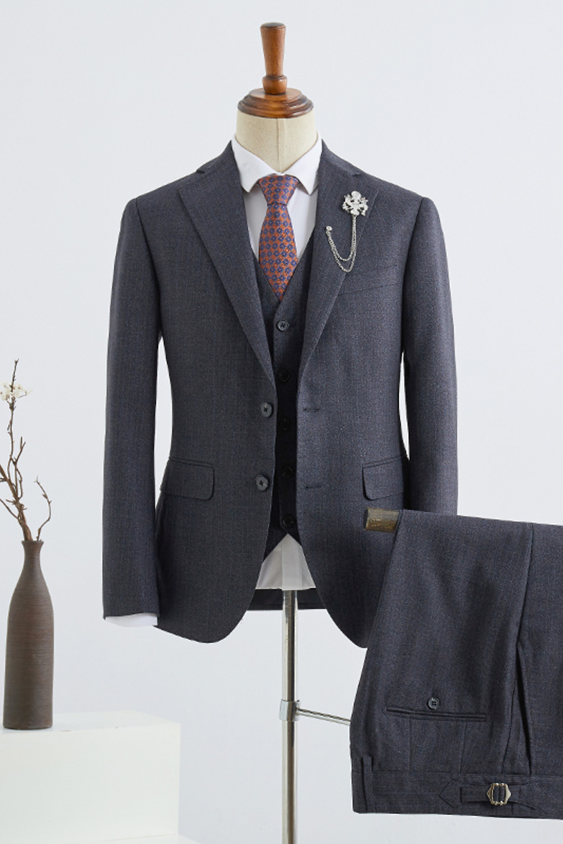 Brian Gorgeous Dark Grey Three-Pack Slim Fit Suit