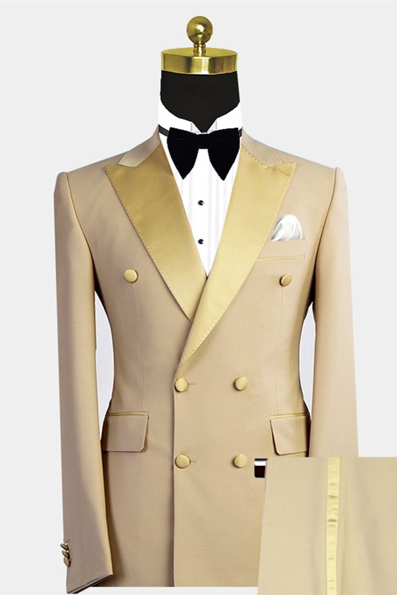Reed Gold Point Lapel Double-Breasted Custom Men’s Prom Suit