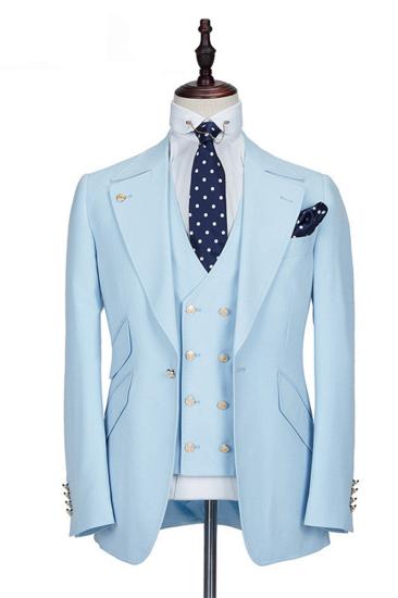 Andre Sky Blue Stylish Peaked Lapel Best Fit Men Suit for Prom