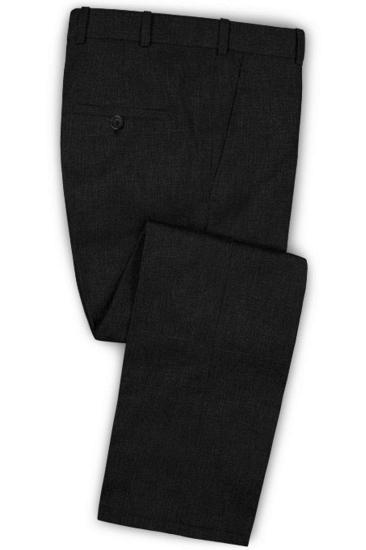 Black Summer Groom Mens Suit | Notch Lapel Linen Two Piece Tuxedo_3