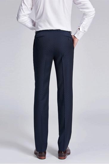 Stylish Blue Polka Dot Dark Navy Suit Pants For Weddings_3