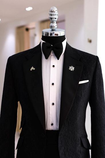 Richard Black Notched Lapel Jacquard Prom Suits | Men's Formal Tuxedo for Weddings & Galas_2