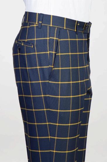 Navy Blue Round Neck Checkered Two Piece Slimming Ball Set_3