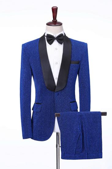 Kameron Royal Blue Shawl Lapel Shiny Slim Fit Wedding Mens Suit_2