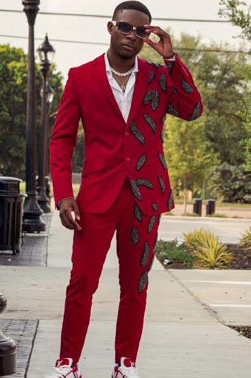 Gordon Generous Red Notched Lapel Two Pieces Prom Suits With Beading_1