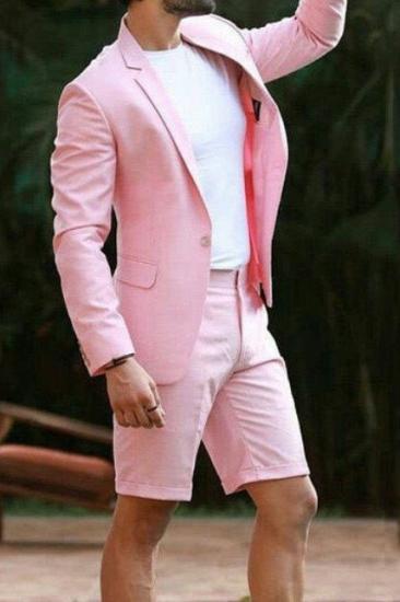 Nasir Summer Pink Notched Lapel Slim Fit One Button Men Suit_1
