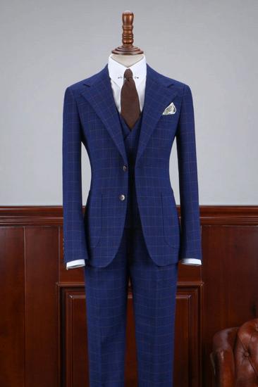 Abbott Modern Blue Plaid 3-Pack Slim Fit Suit_1