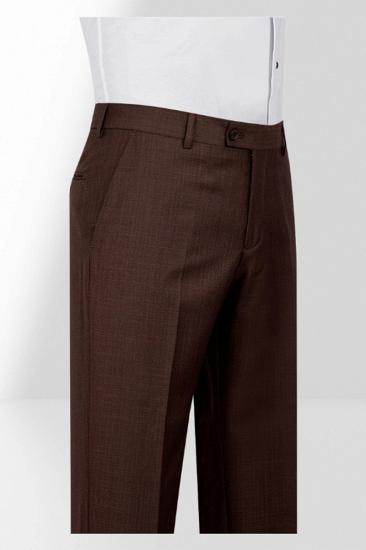 Formal Brown Peak Collar Double Breasted Slim Fit Men Business Suit｜Metal Buttons_3