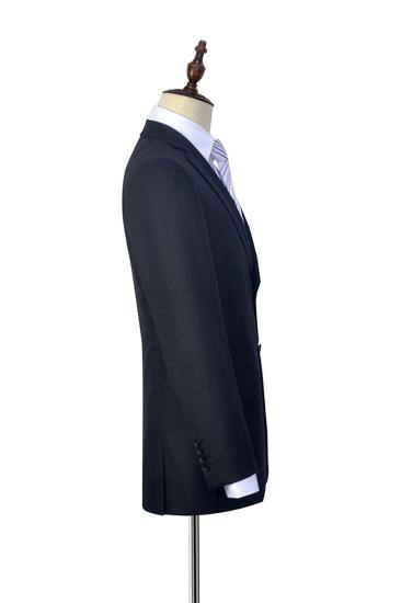 Modest Black Tweed Notched Lapel Two Button Mens Suit Formal_4