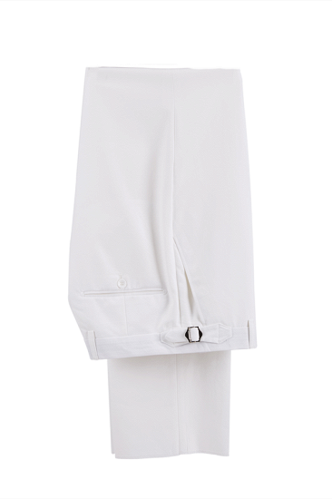 Brady Pure White Peak Lapel Double Breasted Black Seam Mens Two Pieces Suit_3