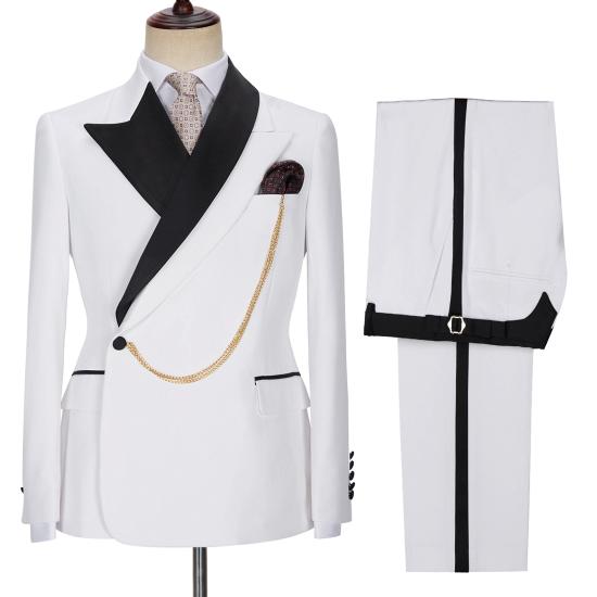 Adonis Fashion White Point Lapel Custom Men Wedding Suit_2