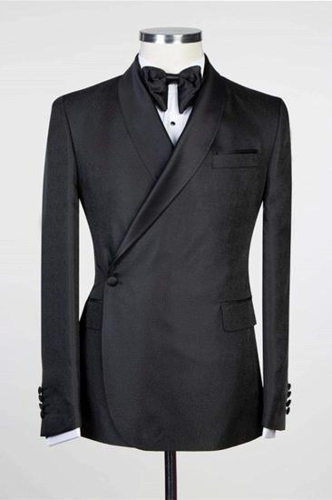 Douglas Simple Black Fashion Shawl Lapel Mens Wedding Suit_1