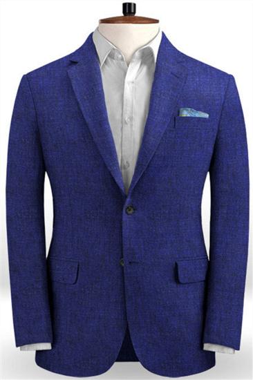 Royal Blue Linen Casual Mens Suit 2022 | Summer Beach Ball Tuxedo For Men_1