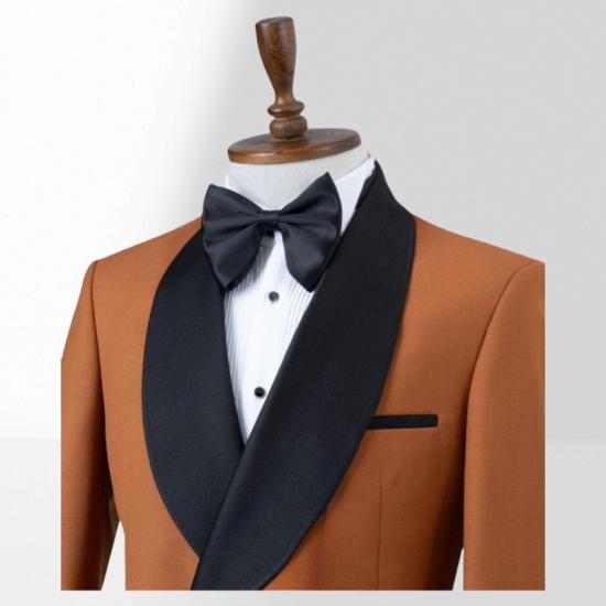 Stylish Brown Shawl Collar Two Piece Prom Suit｜With Adjustable Metal Buttons_2