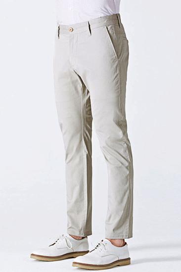 Simple Cotton Off-White Mens Everyday Casual Pants_2