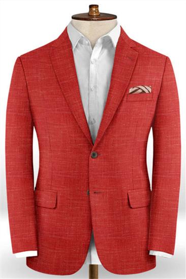 Summer Red Linen Mens Suit | 2 Piece Mens Prom Suit Tuxedo_1