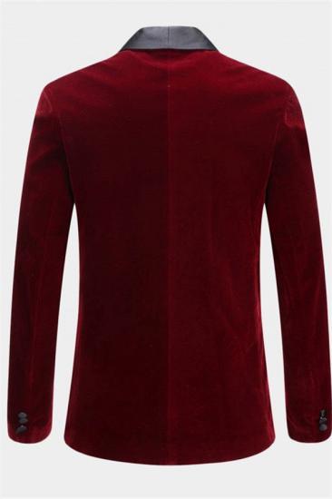 Burgundy Velvet Blazer Jacket | Two Pieces Shawl Lapel Men Suits_2