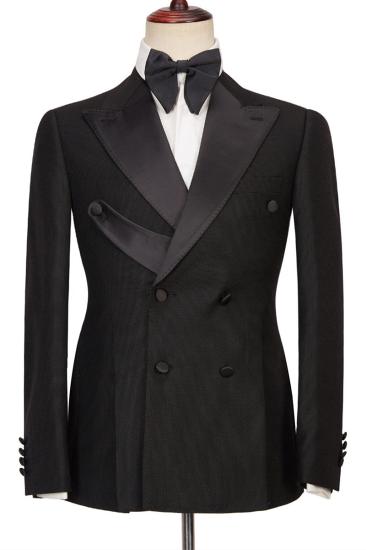 Gavin Newest Design Black Double Breasted Point Lapel Best Fit Men Suit