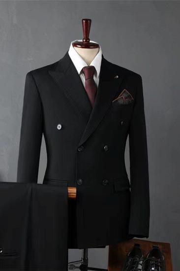 Italian Black Lapel Men Slim Suit | Wedding Suit Business Suit Adjustable Chest Button_1