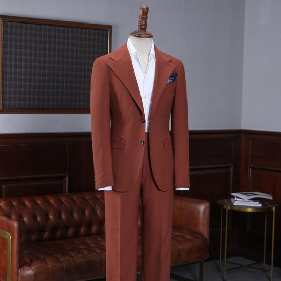 Arno Sleek Brick Red Notched Lapel Two Button Slim Fit Suit | Business Suit_2