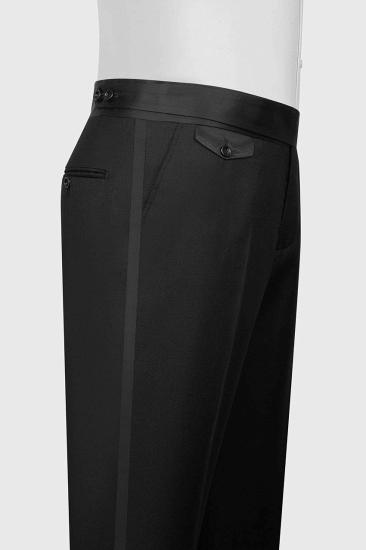 Luxury Black Crystals Three Piece Jacquard Prom Suits Wedding Tuxedo_4