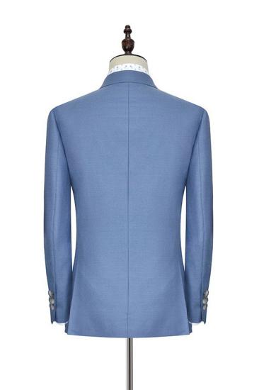 Dust Blue Three Pocket Mens Suit | Summer Peak Lapel Two Button Business Suit_5