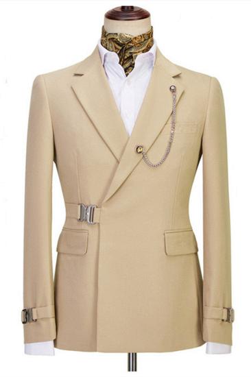 Jesus Chic Gold Brown Notched Lapel Two-Piece Fitted Suit_1