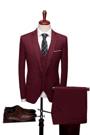 Classic Red Notch Collar Mens Suit | Formal Three Piece Prom Tuxedo_1