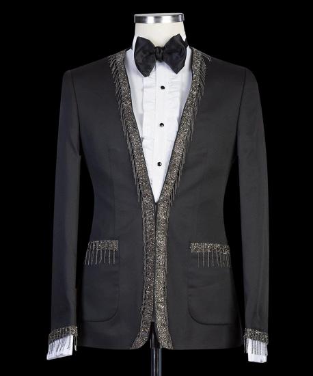 designs black tailored men suits with special shiny lapels_6