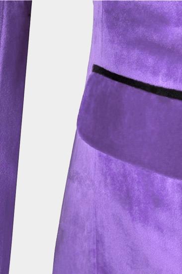 Iris Purple Velvet Tuxedo With Pointed Lapel |  Three Piece Slim Fit Men Fit For Prom_4