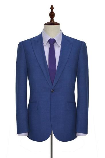 One Button Flap Pocket Navy Blue Mens Suit | Mens Point Collar Business Suit_1