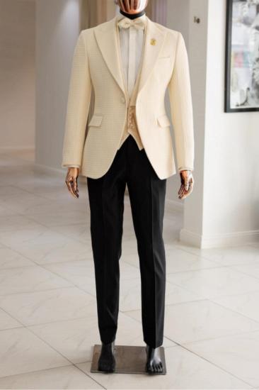 Brady Bespoke Light Apricot Peaked Lapel Three Pieces Prom Suits_1