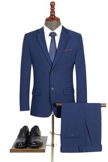 Navy Business Mens Suit | Two Button Solid Slim Fit Tuxedo_1