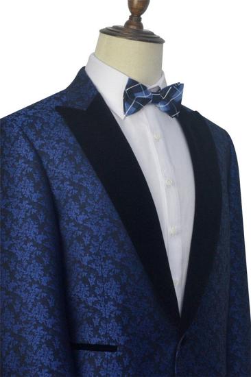 Wedding Blue Floral Tuxedo | High Resolution Stock Photo | CLIPARTO Black Velvet Point Collar Prom Suit_5