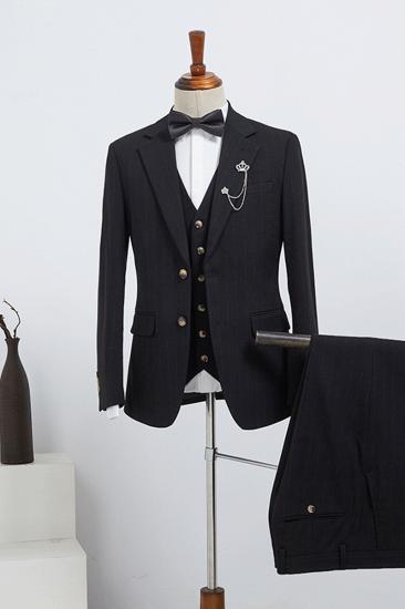 Barton Classic Black Striped 3 Piece Mens Tailored Suit_2