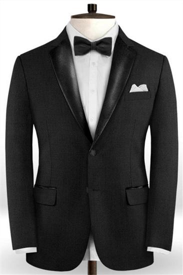 Black Wedding Suit Groom Wearing Groomsmen Suit Mens Blazer_1