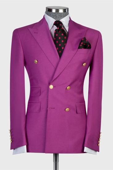 New Arrival Fuchsia Fashion Double Breasted Pointe Collar Prom Men's Suit Suit_1