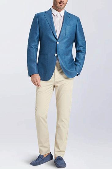 Casual Bright Blue Blend Patch Pocket Mens Blazer_3