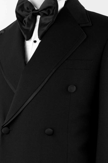 Men’s Black Double-Breasted Peak Lapel Tuxedo Suit for Wedding & Prom_3