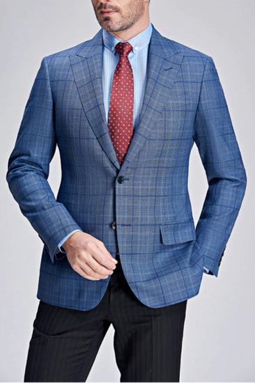 Men Point Collar Plaid Blazer |  Modern Blue Blazer NEW_2