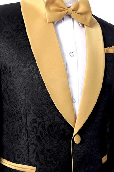 Black Two Piece Prom Suit | One Button Jacquard Tuxedo_3