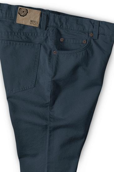 Design Dark Blue Zip Fly Casual Pants Men Designer Trousers_3