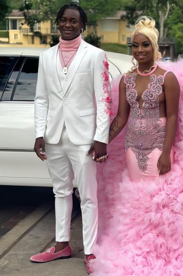 Stylish White Notched Lapel Three Piece Prom Suit_1