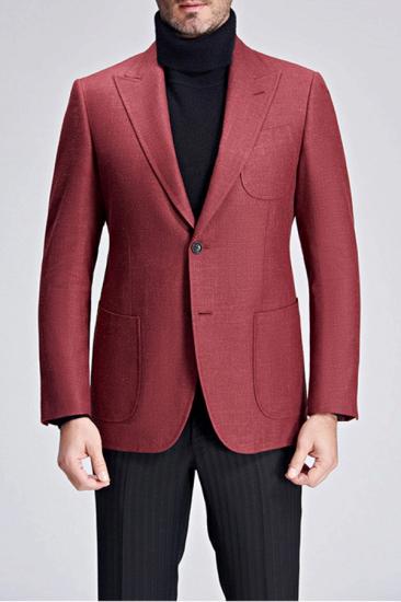 Trendy Red Spiked Lapel Patch Pocket Slim Fit New Mens Blazer