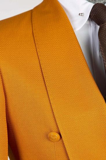 Bright Orange Slim Fit Double Breasted Shawl Collar Men Two Piece Tuxedo | With Belt_3