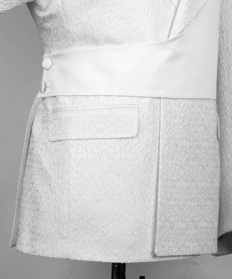 Brady Slim Fancy White Jacquard Notched Lapel Prom Suits With White Crossover Satin Panel_3
